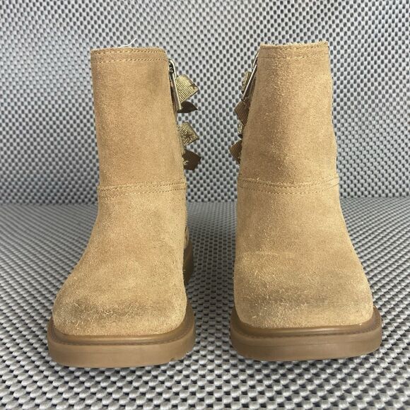 UGG Tillee Bow Boots Girls Size 8 Brown Chestnut Zipper - Picture 3 of 13